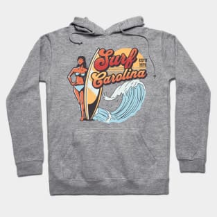 Surf Carolina // Vintage Surfer Babe // Retro Surfing Hoodie